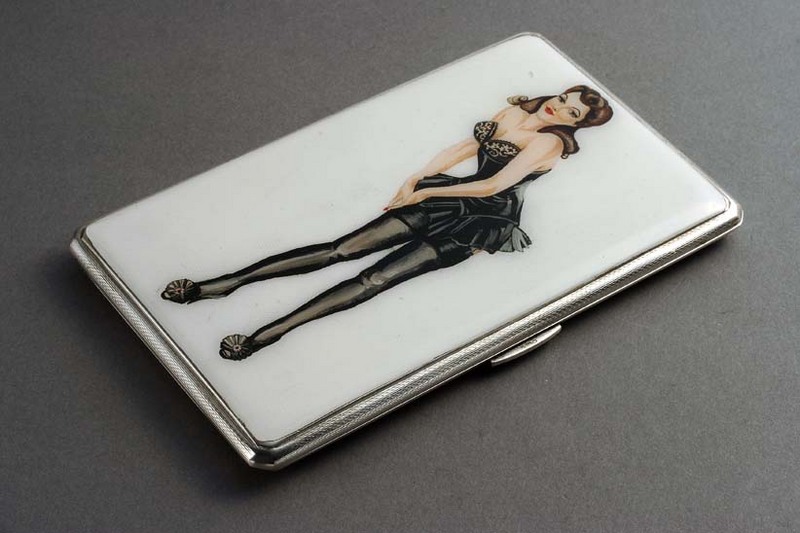 SILVER PLATE NUDE ENAMEL CIGARETTE CASE | eBay