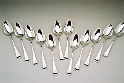 Set of 24 spoons (12 tablespoons and 12 dessertspoons), Old English pattern