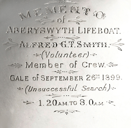 Commemorative Silver Salver - Aberyswyth Lifeboat, Alfred Smith, Gale September 26th 1899