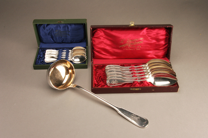 German Silver spoon set (12 spoons and ladle)