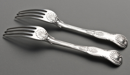 Cape Silver Kings Pattern Dessert Forks (Pair) - Waldek