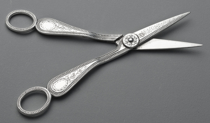 Victorian Silver Grape Scissors - Charles Boyton