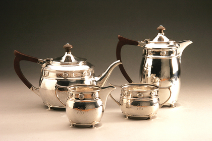 Arts and Crafts Silver tea service (A.E. Jones)