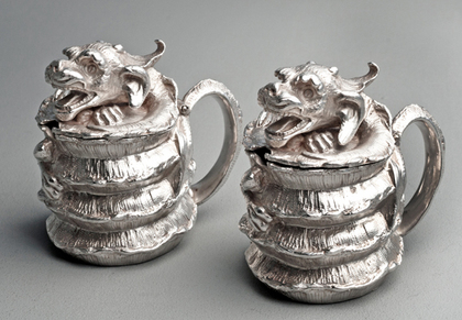 Sterling Silver Dragon Mustard Pots (Pair) - C.J. Vander