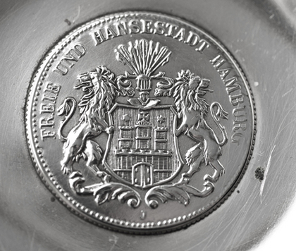 Ubersee Kaffee Hamburg Silver Coin Dish - Drei Mark, Freie Und Hansestadt Hamburg