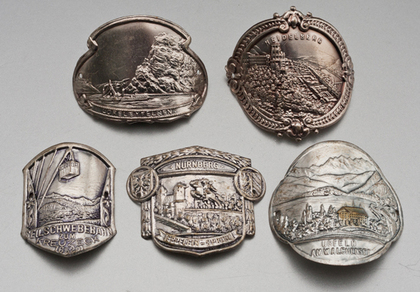 Vintage Hiking Staff Stamped Metal Medallions (18) - Stocknagel
