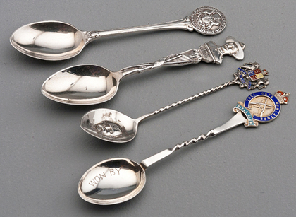 Ten Sterling Silver and Enamel Souvenir Spoons - Rifle Shooting and Boer War
