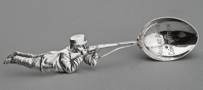Ten Sterling Silver and Enamel Souvenir Spoons - Rifle Shooting and Boer War
