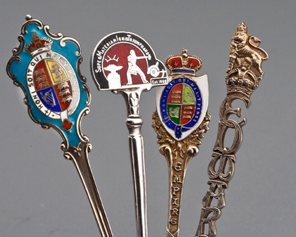 Ten Sterling Silver and Enamel Souvenir Spoons -Royal Coronations and Canadian