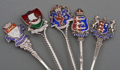 Ten Sterling Silver and Enamel Souvenir Spoons - British Cities