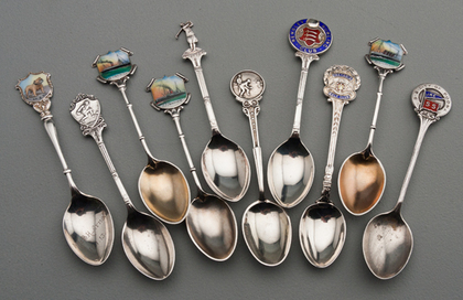 Ten Sterling Silver and Enamel Souvenir Spoons - Shipping & Sporting
