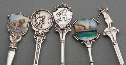 Ten Sterling Silver and Enamel Souvenir Spoons - Shipping & Sporting