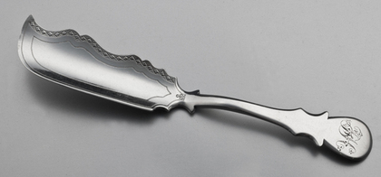 Unique Fiddle Pattern Variant Silver Butter Knife - Thomas James, Fish Tail