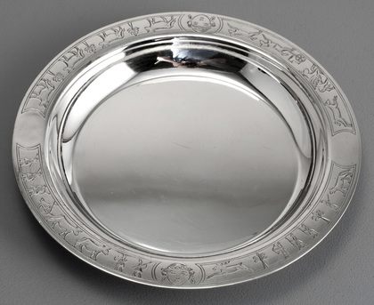 Scottish Sterling Silver Nursery Christening Baby Plate - Edward & Sons, Glasgow - Mesopotamia, Fable