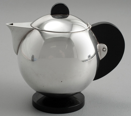 German Art Deco Silver & Bakelite Globe Teapot