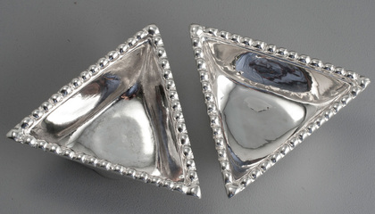 Traprain Treasure Sterling Silver Triangular Bowls (Pair) - Authorised Reproductions, Brook & Son - Large Size