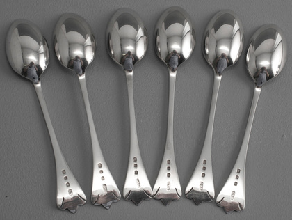 Victorian Silver Trefid Teaspoons (Set of 6) - Bright Cut Engraving