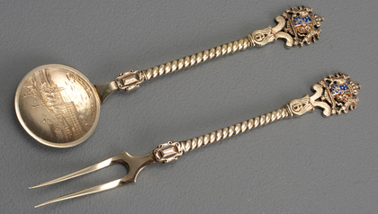 Swedish Antique Silver Souvenir Spoon and Fork - Stockholms Slott