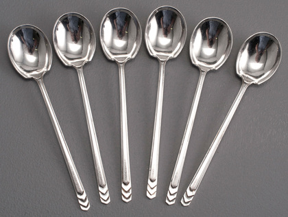 Art Deco Silver Coffee Spoons in Original Box - Set of 6