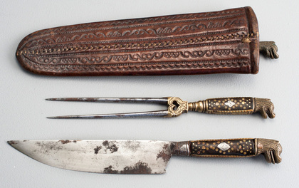 17th Century Traveling Knife and Fork Set - Leather Sheath