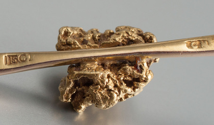 Gold Nugget and Diamond Brooch