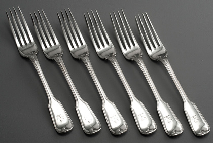 Military Fiddle Thread Silver Tableforks - Set of 6