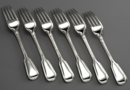 Military Fiddle Thread Silver Tableforks - Set of 6