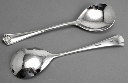 Arts & Crafts Antique Silver Serving Spoons (Pair)