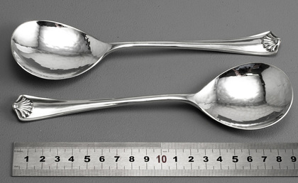 Arts & Crafts Antique Silver Serving Spoons (Pair)