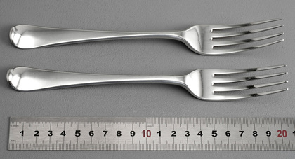 Georgian Silver Hanoverian Silver Tableforks (Pair) - Douglas Family Crest, Jamais Arriere