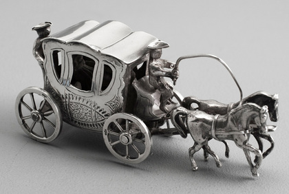 Dutch Antique Silver Miniature Horse and Carriage - Gebruder van Straten, Hoorn