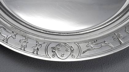 Scottish Sterling Silver Nursery Christening Baby Plate - Edward & Sons, Glasgow - Mesopotamia, Fable
