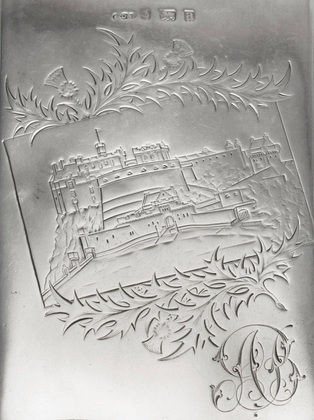 Victorian Silver Engraved Castletop Cigarette Case - Edinburgh Castle