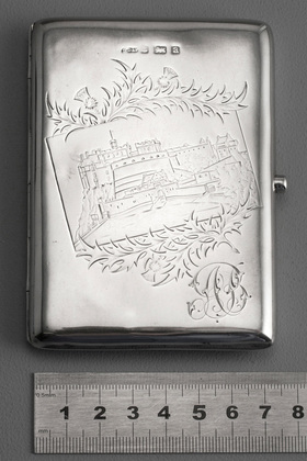 Victorian Silver Engraved Castletop Cigarette Case - Edinburgh Castle