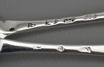 Paul Hanet Early Georgian Hanoverian Dessert or Child's Silver Spoons (Pair) - Matching pair