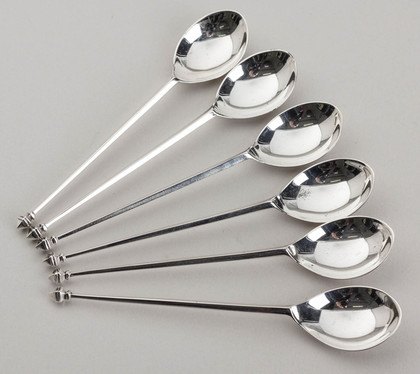 Dutch Silver Diamond Point Mocha Spoons (Set of 6) - Pyramid