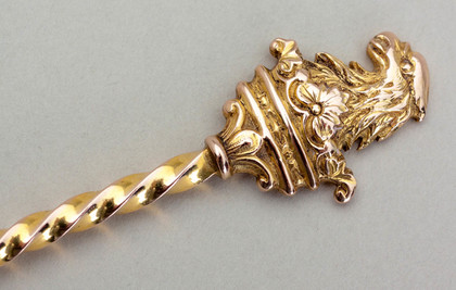 Rare Antique Solid Gold 9 Carat Teaspoon - Griffin's Head and Coronet, B.H. Joseph & Co.