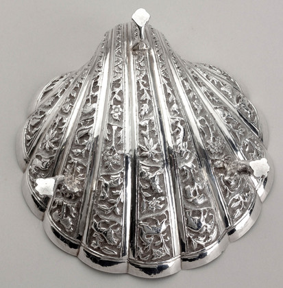 Antique Indian Raj Period Silver Scallop Shell Dish