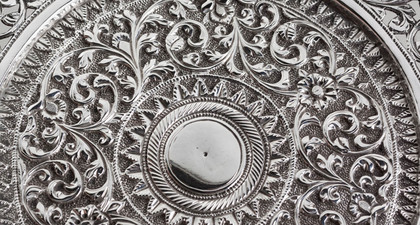 Kutch Indian Silver Raj Period Salver - Card Tray