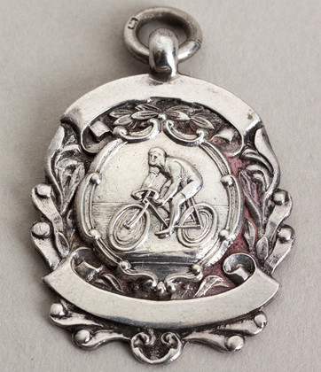 Set of 4 Sterling Silver and Gold Cycling Fob Medallions - FWCC, R Richardson, Foster Wheeler Cycling Club