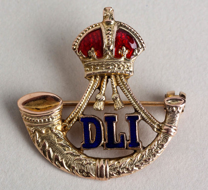 Durban Light Infantry Gold and Enamel Sweetheart Brooch - WW II, Blue Enamel