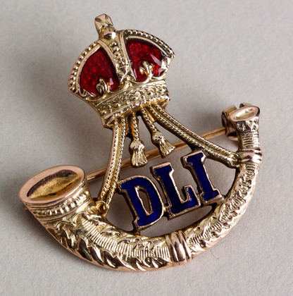 Durban Light Infantry Gold and Enamel Sweetheart Brooch - WW II, Blue Enamel