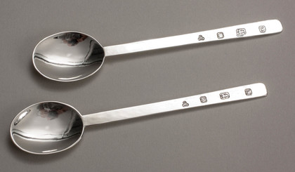Denis Lacy-Hulbert Silver Arts & Crafts Puritan Condiment Spoons (pair, small size)