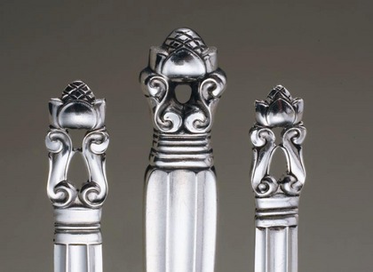 Leopard Antiques Georg Jensen Sterling Silver Flatware Set (36) - Acorn ...