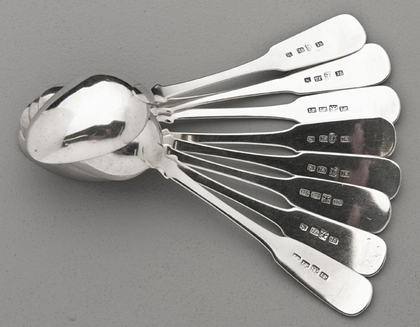 Scottish Provincial Silver Shell Teaspoons (set of 8) - Perth, James Stobie, John Pringle