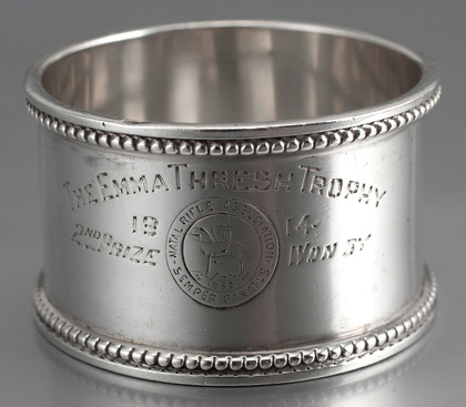 Natal Rifle Association Semper Paratus Sterling Silver Napkin Trophy Rings - Emma Thresh, Murray-Smith Memorial