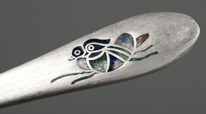 Korean 990 Silver Mandarin Duck Rice Spoon and Fork Set (6 of each) - Prime Minister Republic of Korea - Wedding Present