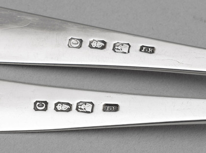Irish Georgian Silver Bright Cut Serving Spoons (Pair) - John Keene, Dublin Star