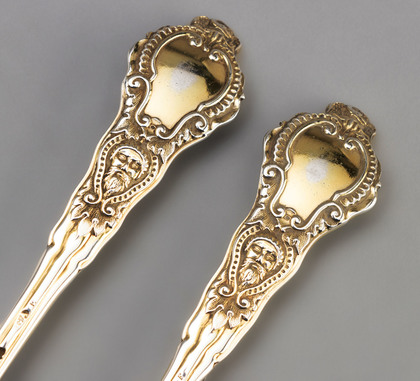 Rare Canova Pattern Silver Gilt Dessert Spoon & Fork - Chawner & Co.