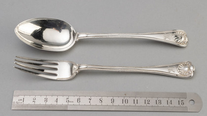 Rare Old English Military Bead & Shell Pattern Spoon & Fork